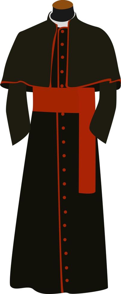 Black cassock , illustration, vector on white background