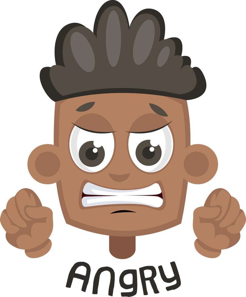 Boy is angry, illustration, vector on white background.