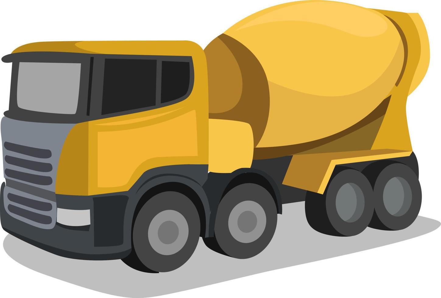 Concrete mixer truck, illustration, vector on white background