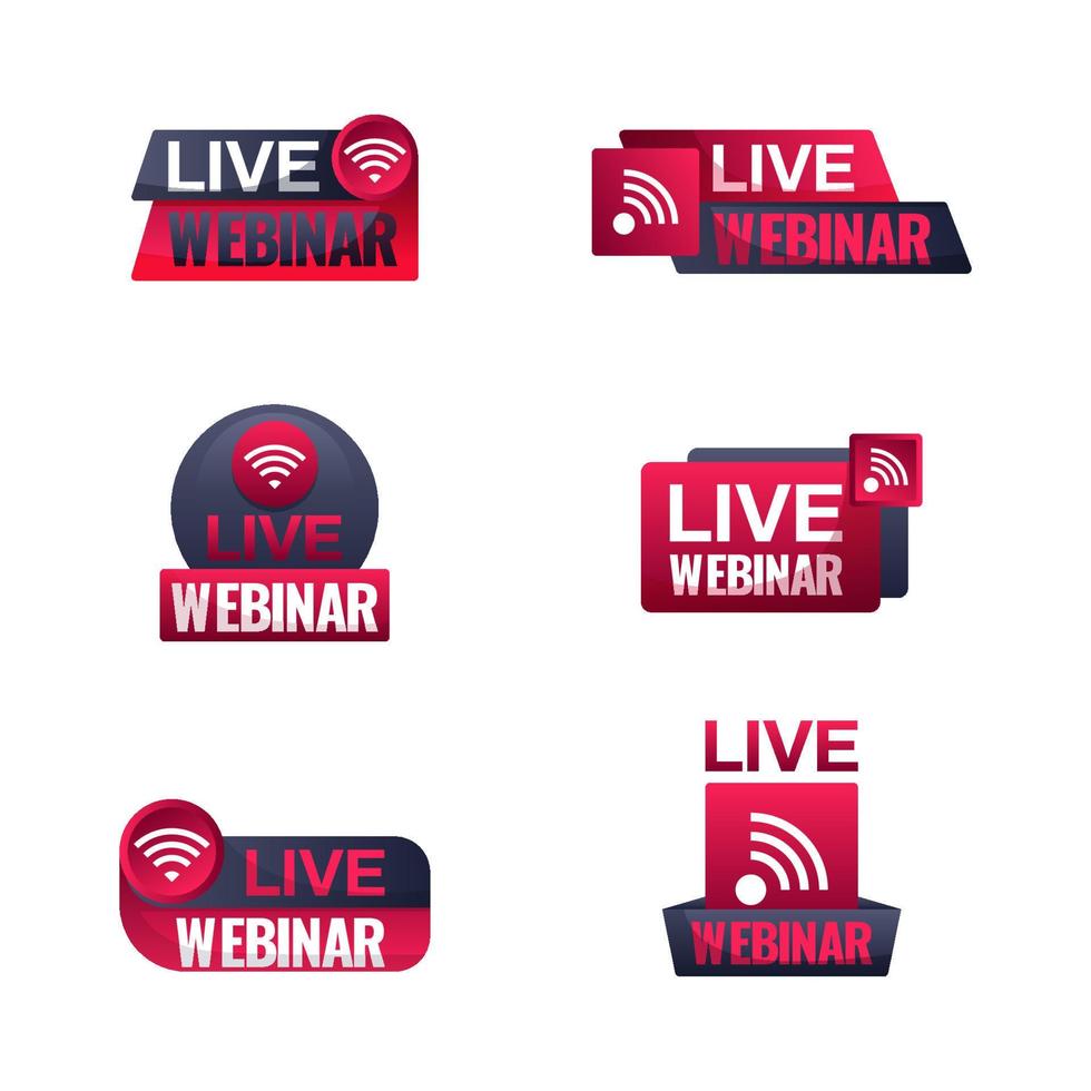 Live Webinar Badges Set vector