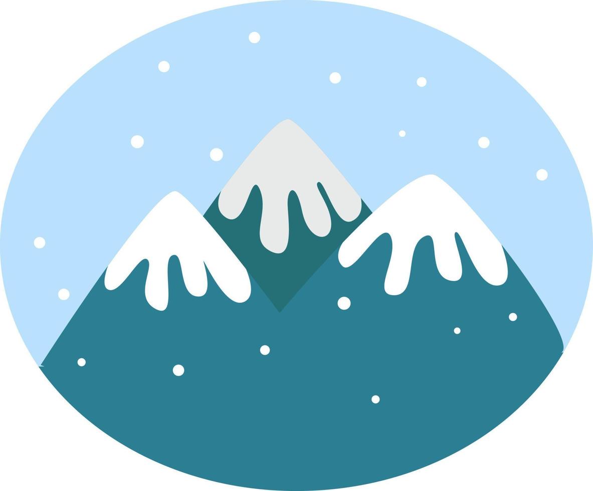 Snow mountain, illustration, vector on white background.