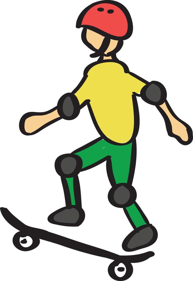 Skateboarding, illustration, vector on white background.