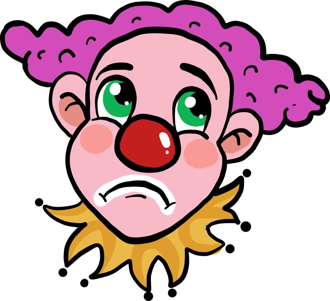 Sad clown, illustration, vector on white background