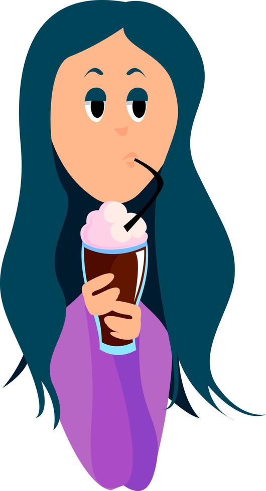 Girl with coffee, illustration, vector on white background.