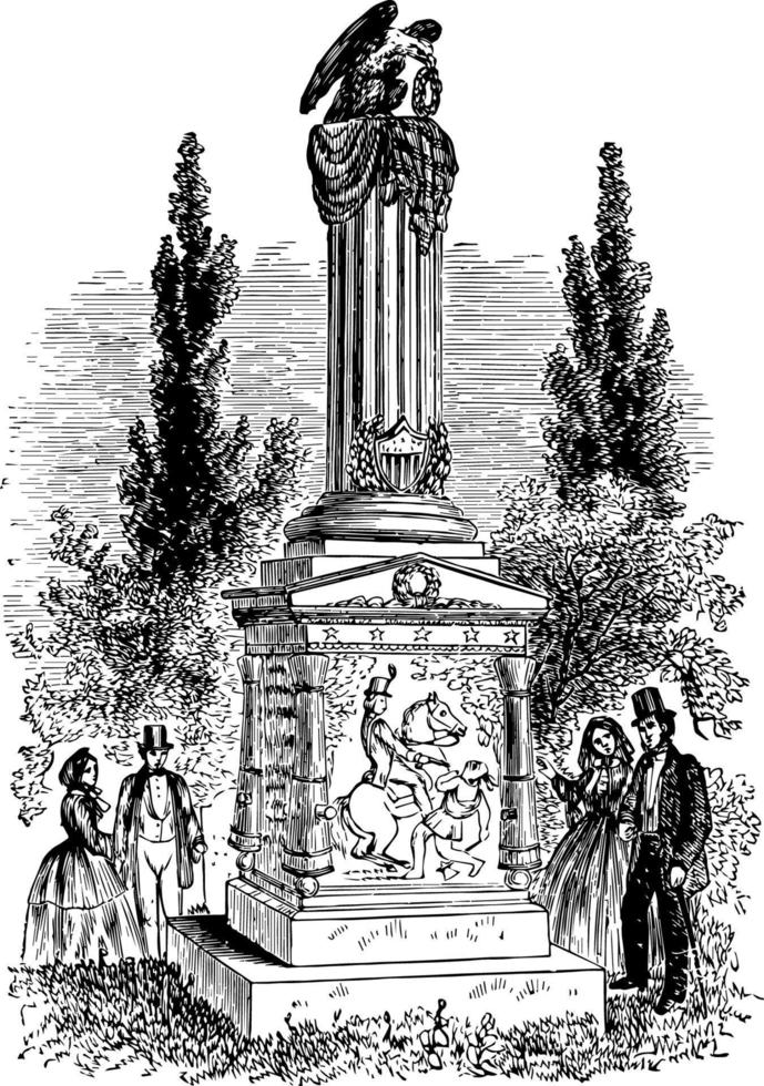Richard Mentor Johnson's Monument vintage illustration vector