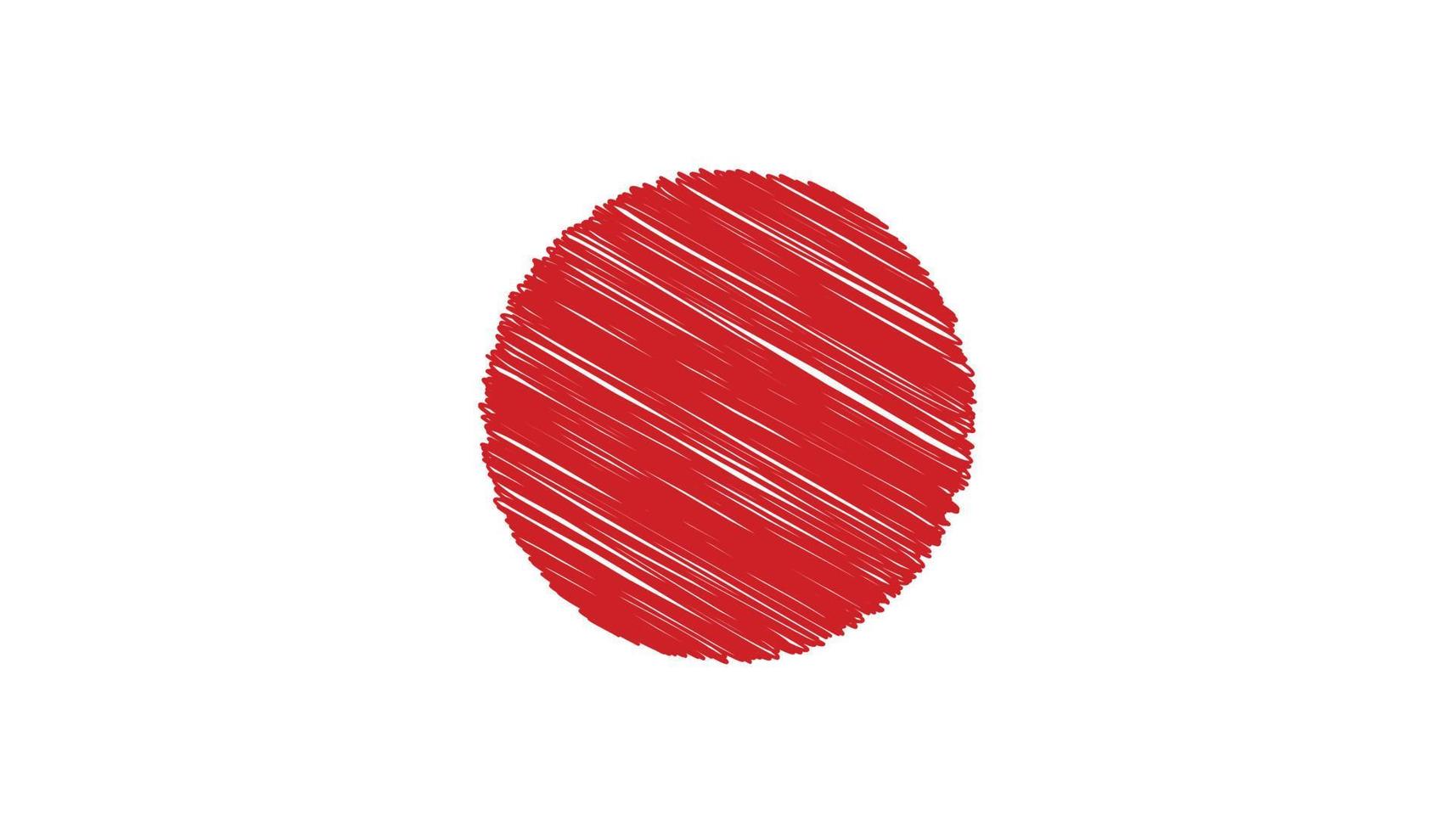 Close up Japan national flag with scribble effect vector illustration