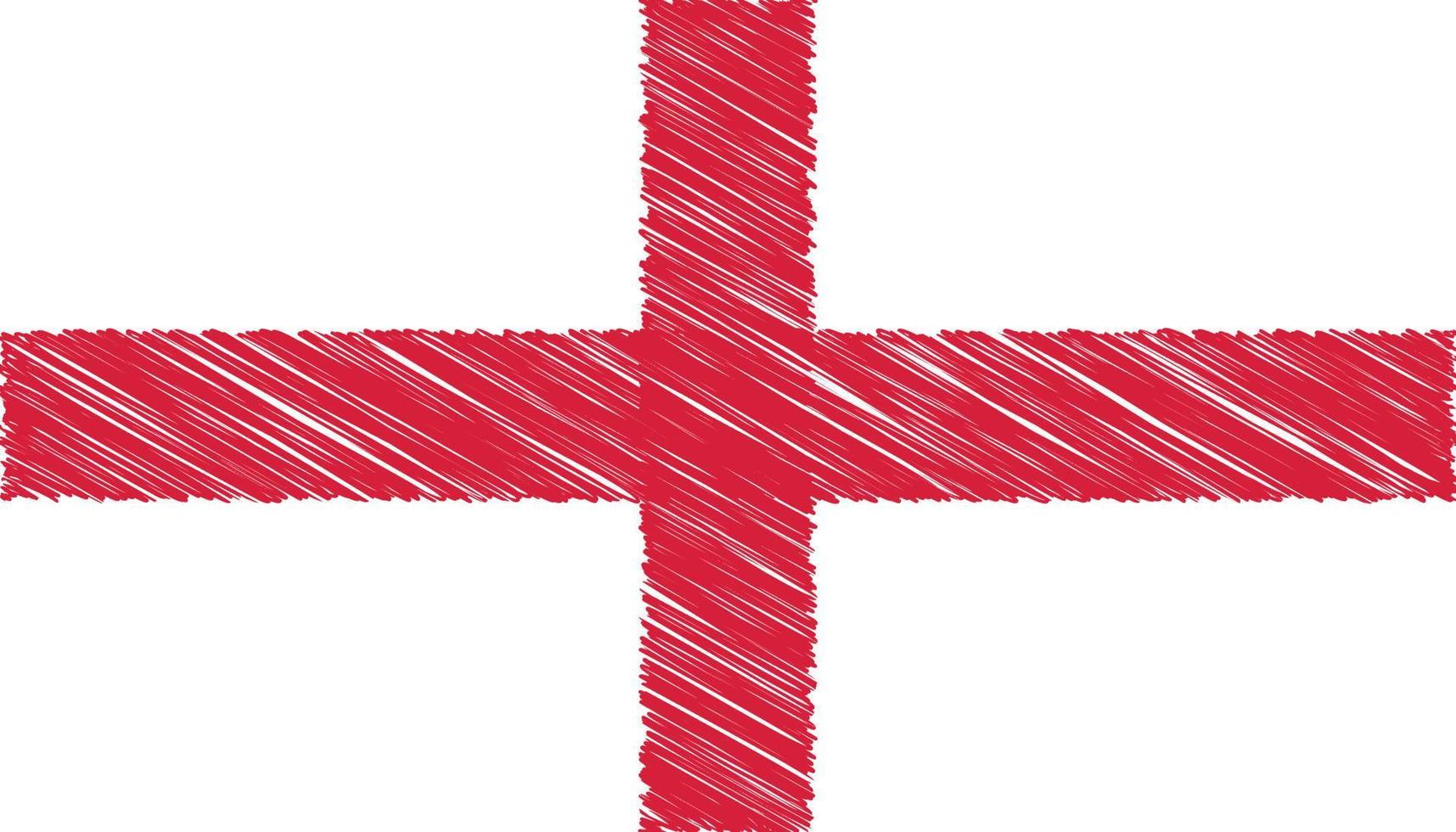 Close up England national flag with scribble effect vector illustration