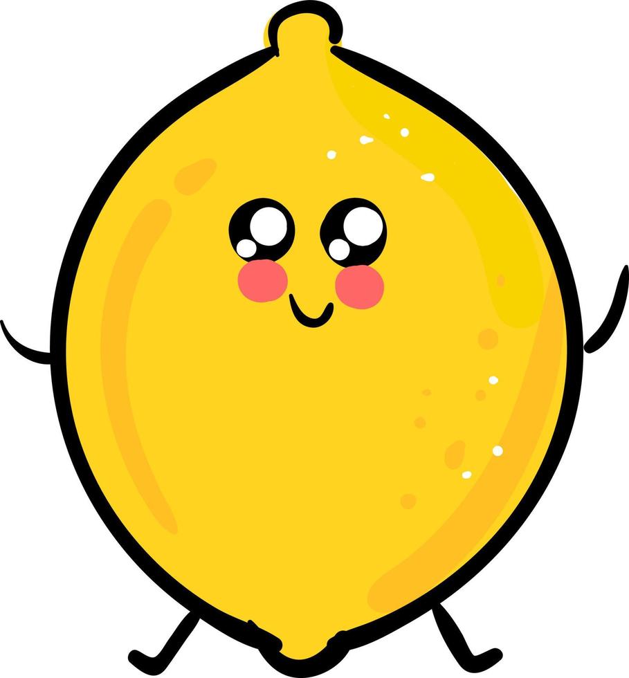 Cute lemon fruit, illustration, vector on white background.
