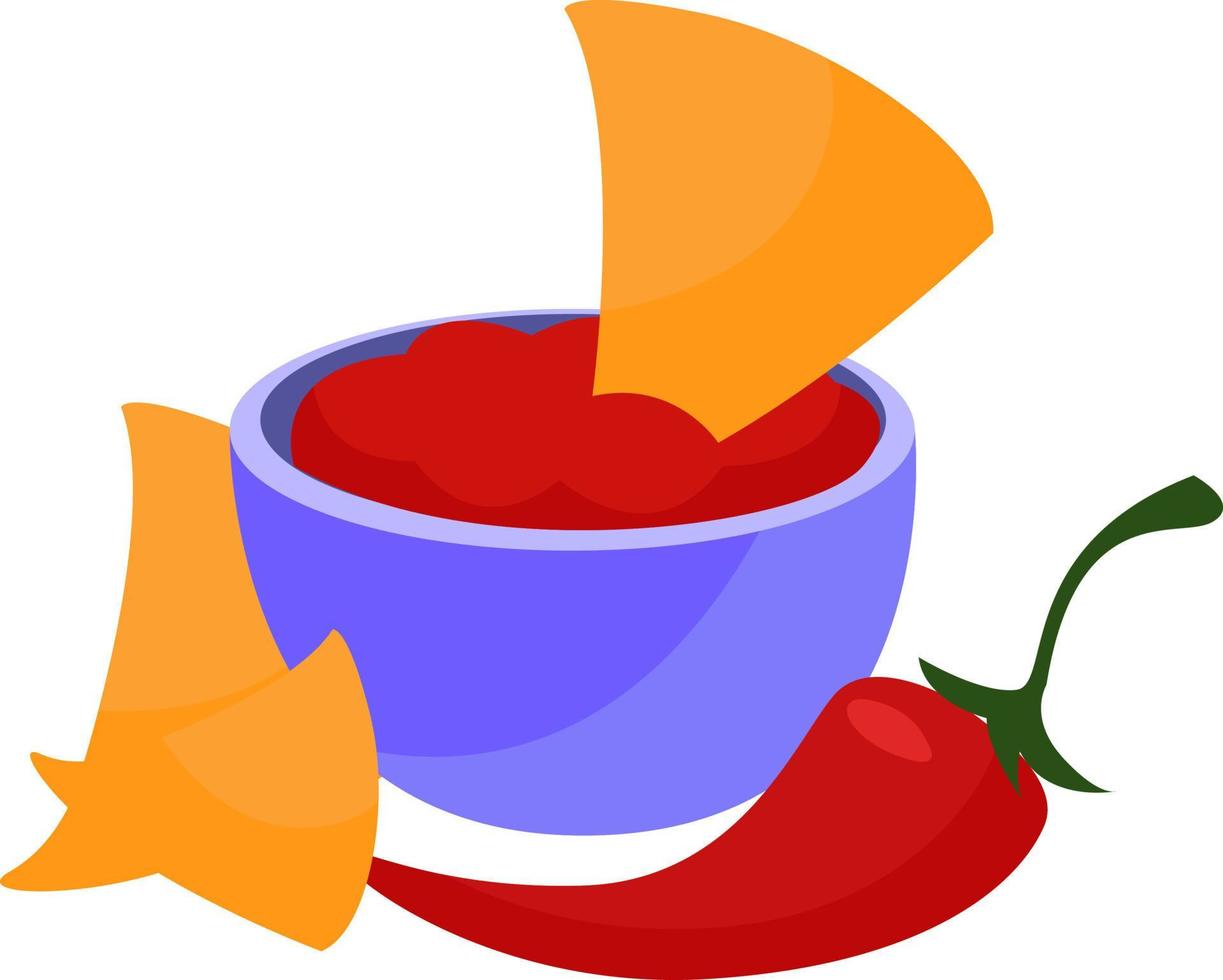 Salsa sauce, illustration, vector on white background.