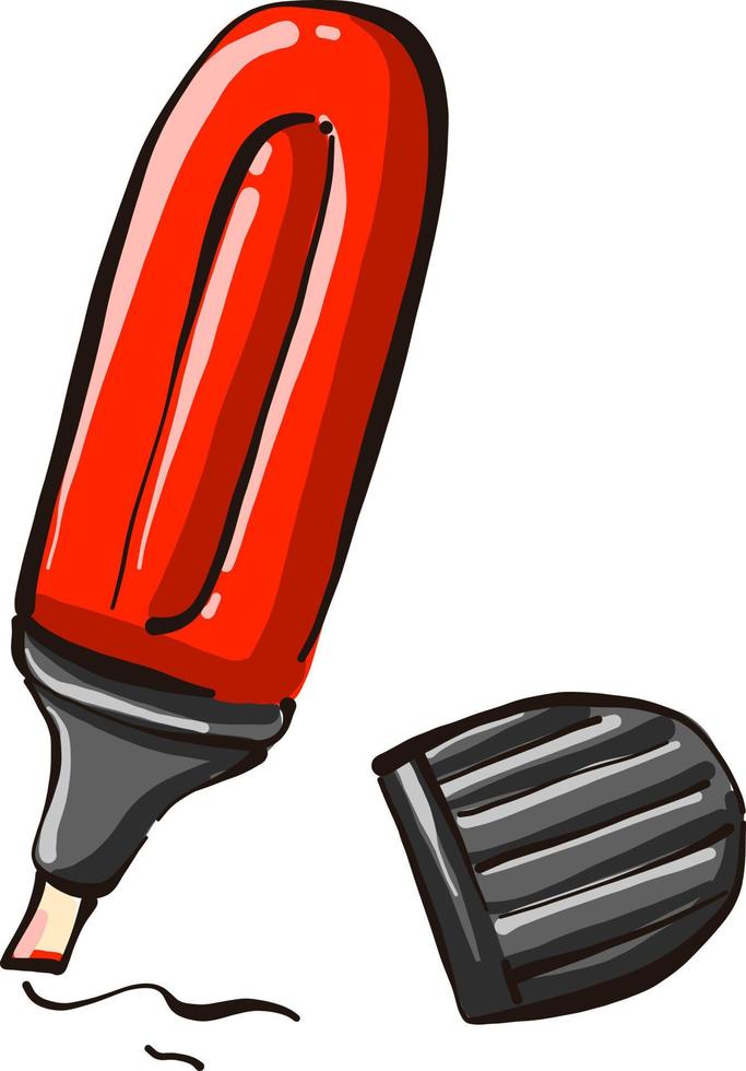 Red marker, illustration, vector on white background.