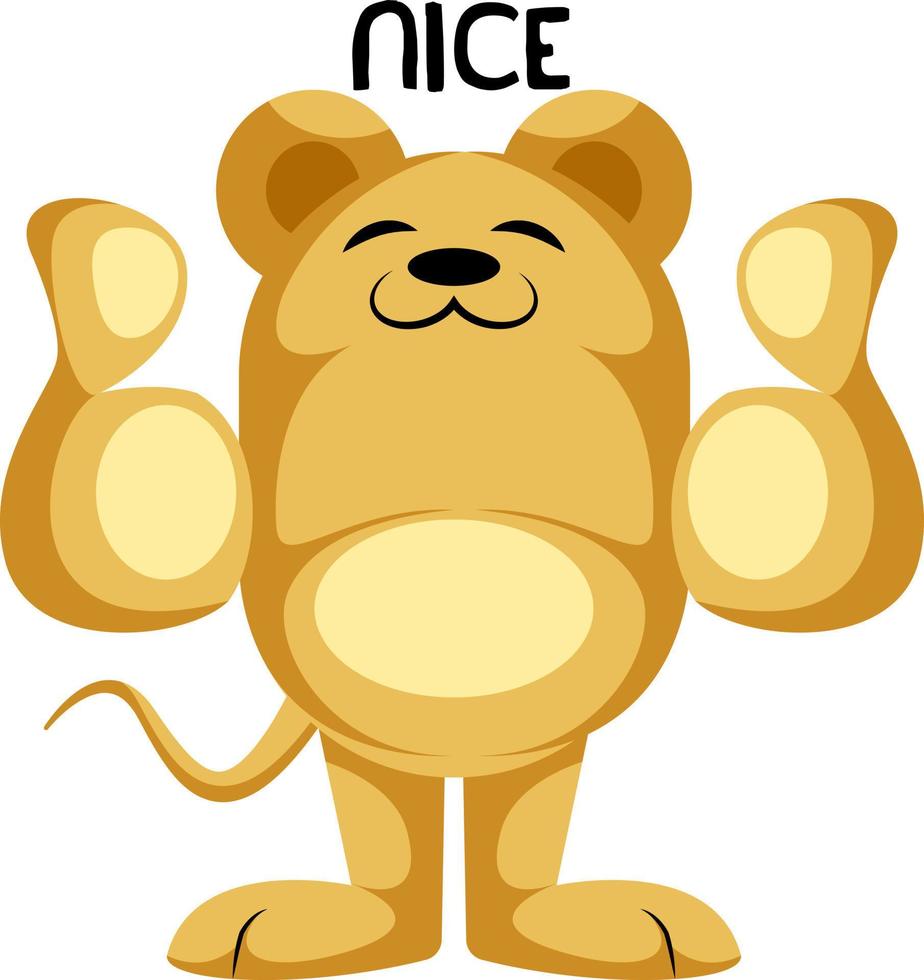 Yellow mouse showing thumbs up vector illustration on a white background