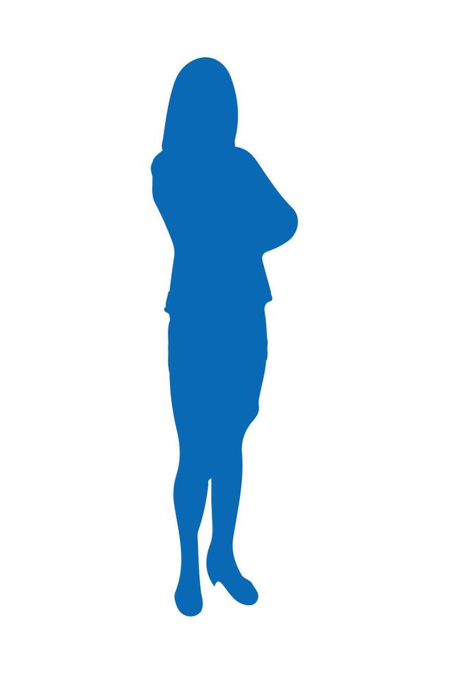 elegant businesswoman standing silhouette vector