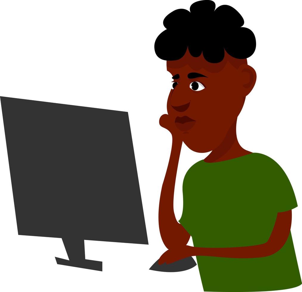 Bored boy, illustration, vector on white background.