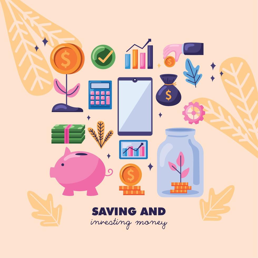 savings and investing money vector