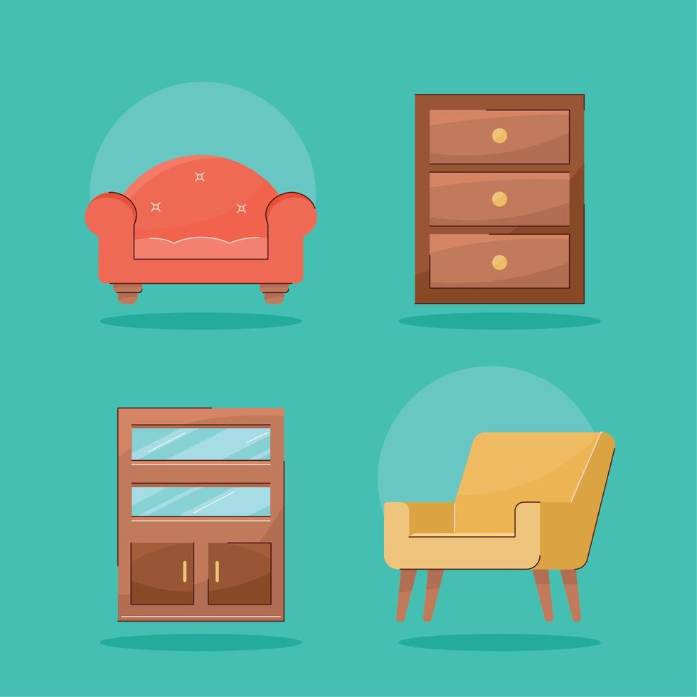 house things four icons vector