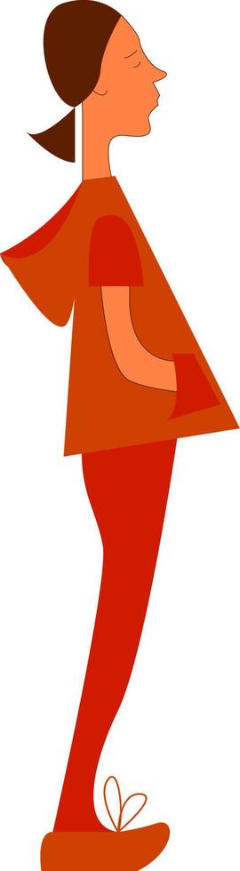 una chica en naranja, vector o ilustración en color.