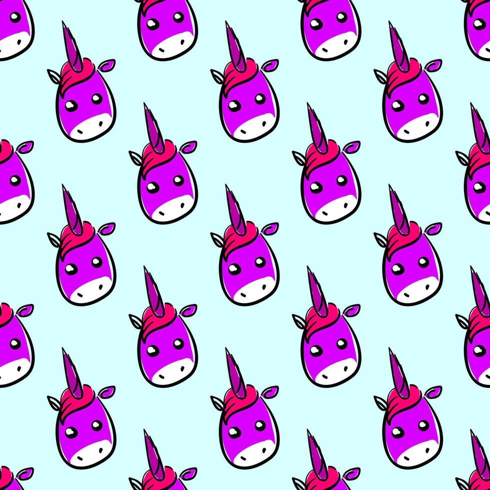 Unicorn head pattern , illustration, vector on white background