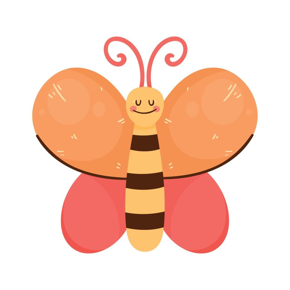 lindo personaje animal mariposa vector