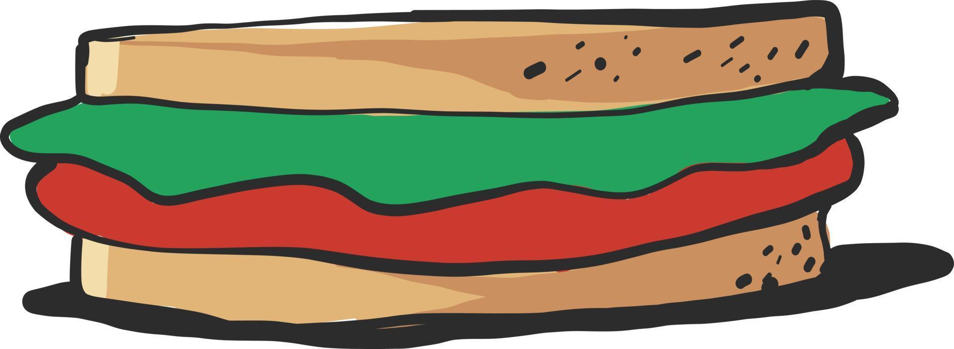 dibujo sándwich, ilustración, vector sobre fondo blanco