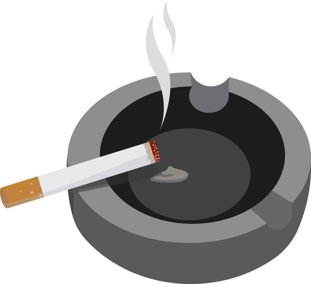 Cigarette in ashtray, illustration, vector on white background