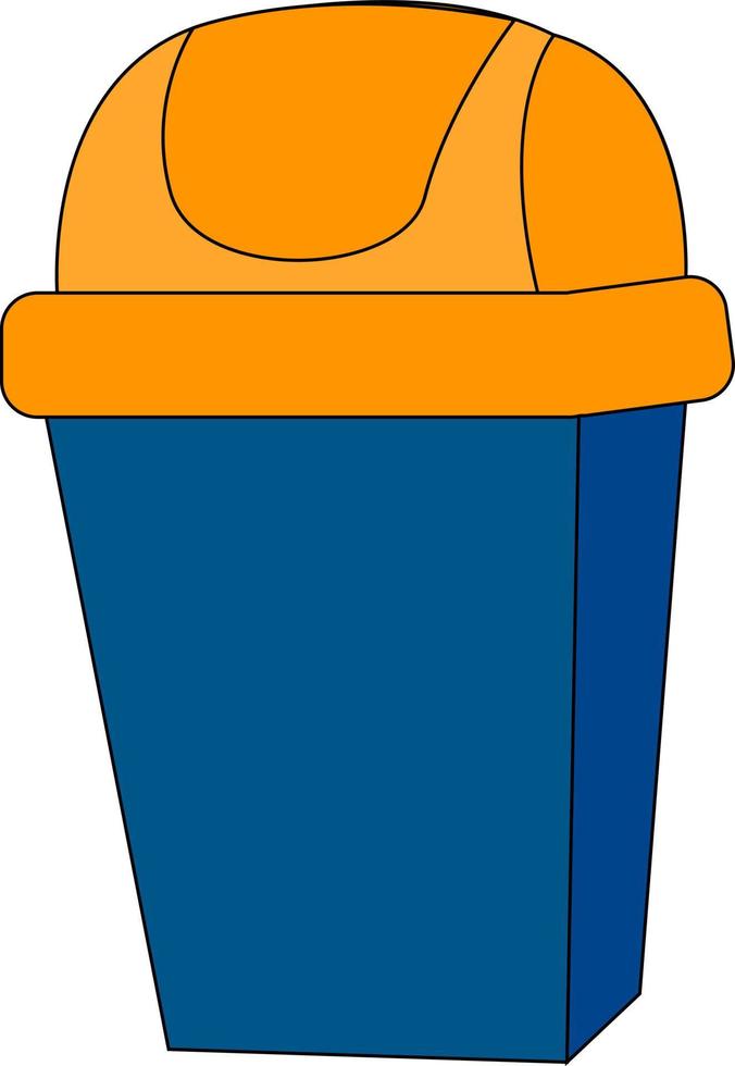 Blue trash can, illustration, vector on white background