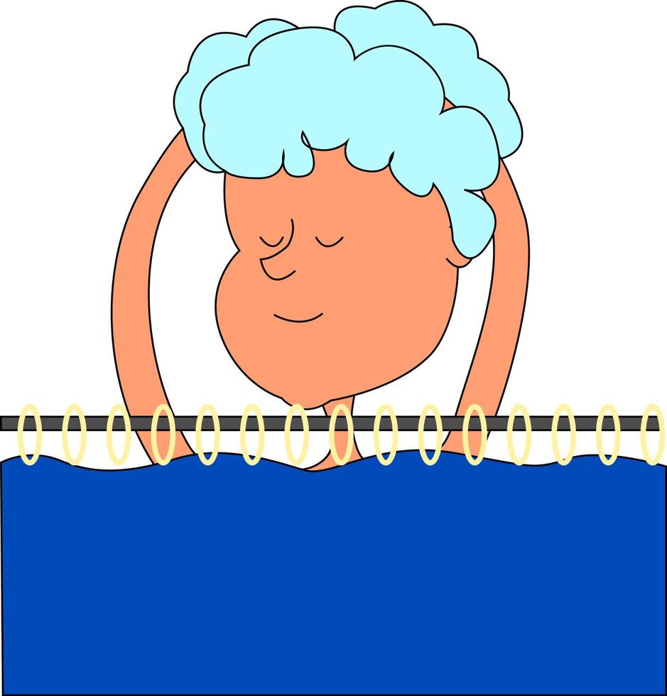 Woman washing hair, illustration, vector on white background.