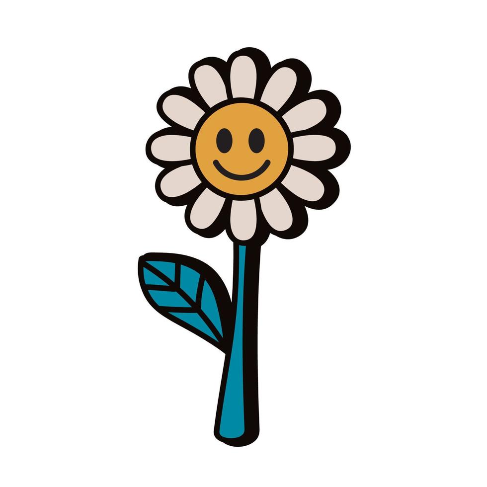 flower character retro style vector