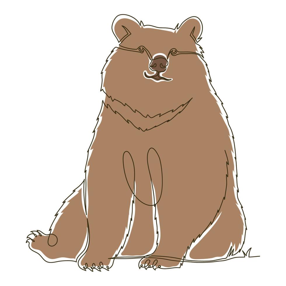 wild bear color drawn vector