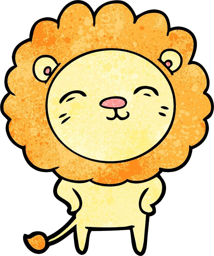 león lindo de la historieta de la textura del grunge retro vector