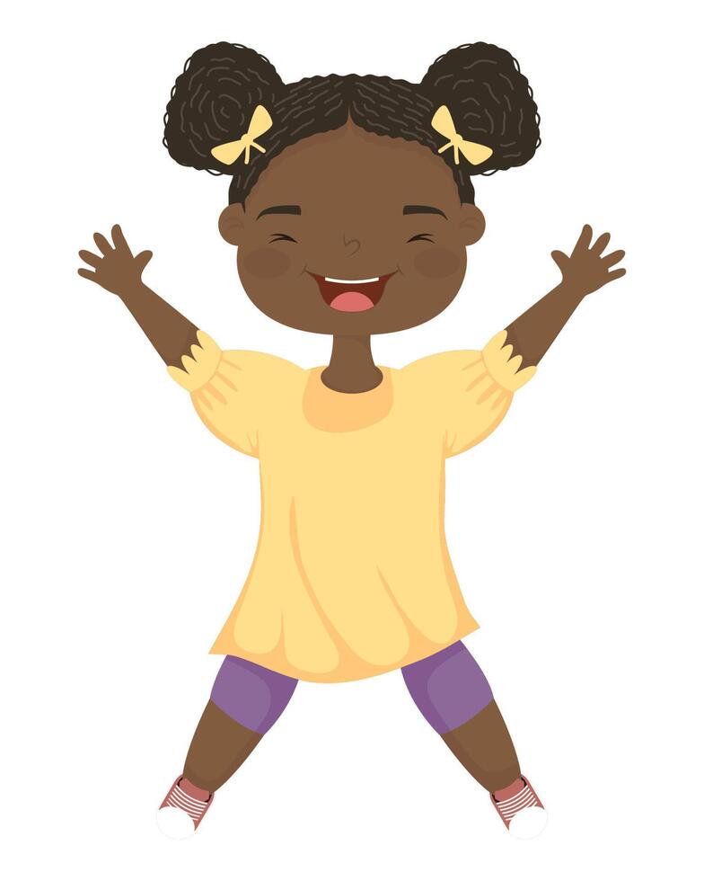 afro little girl happy vector