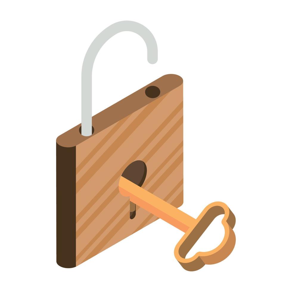safe padlock with key vector