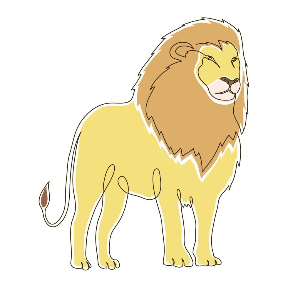 wild lion color drawn vector