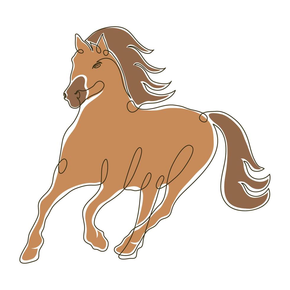 wild horse color drawn vector