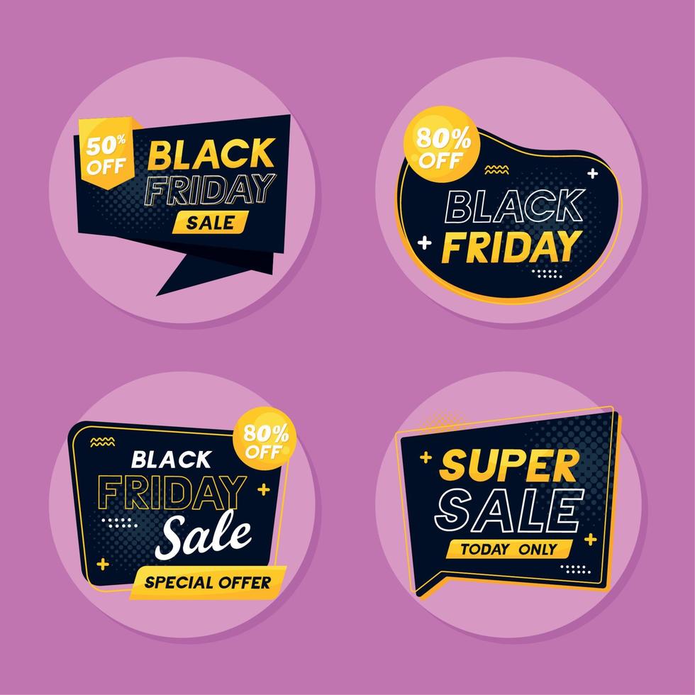 four black friday labels vector