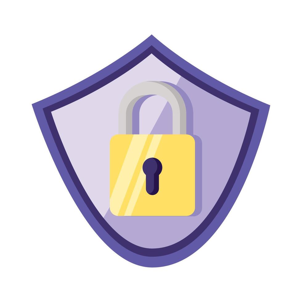 secure padlock in shield vector