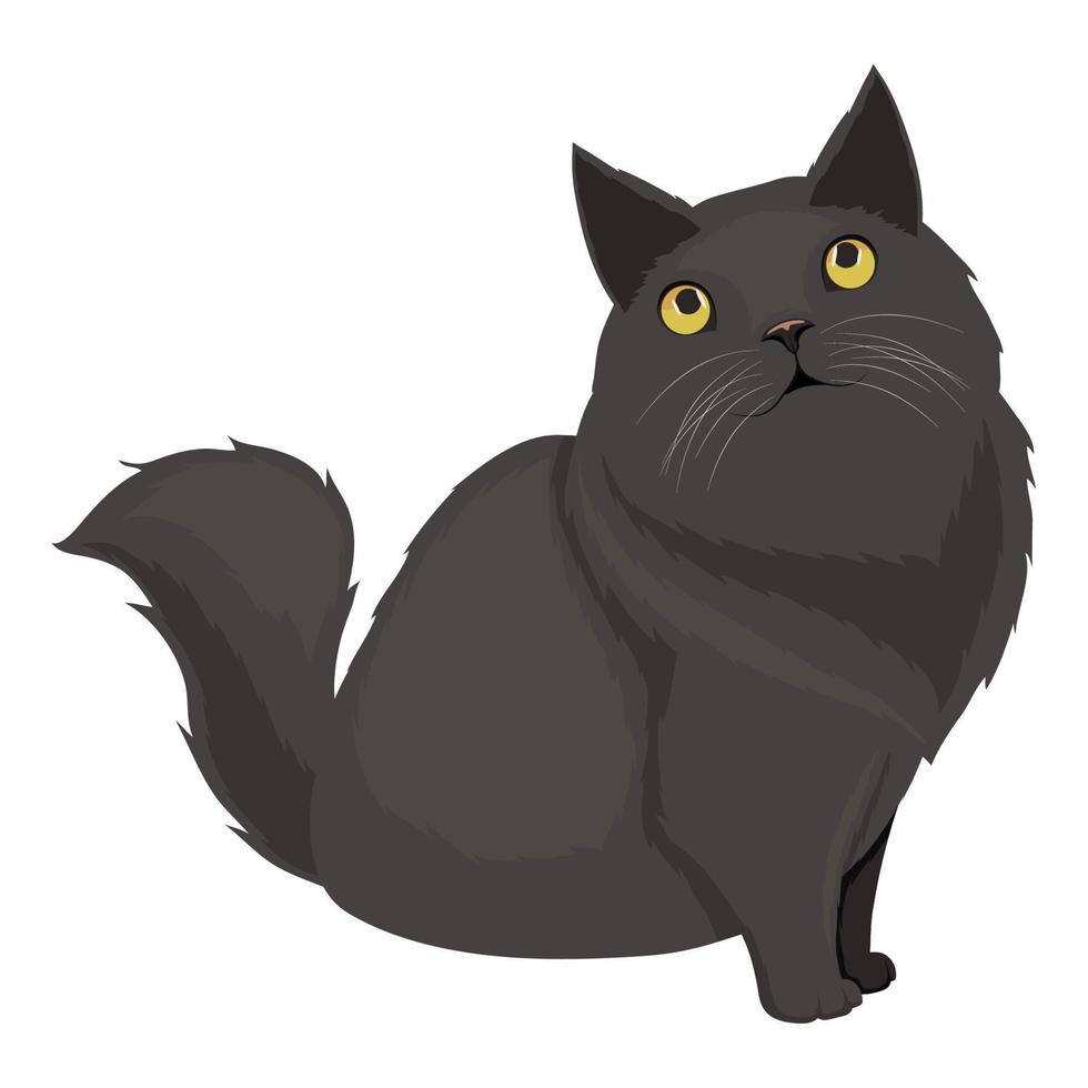 cute black little cat vector