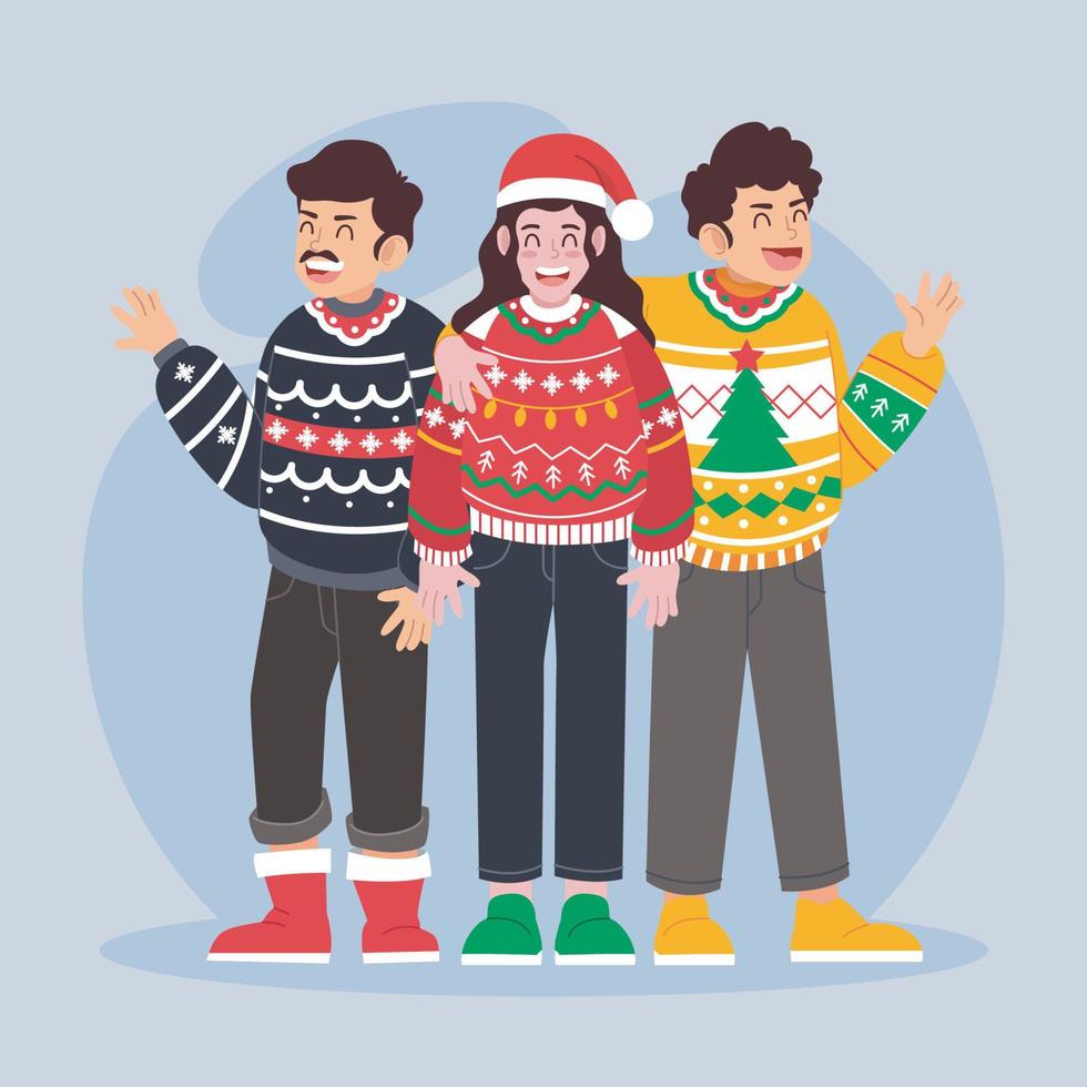 Group of Friends in Ugly Sweater vector