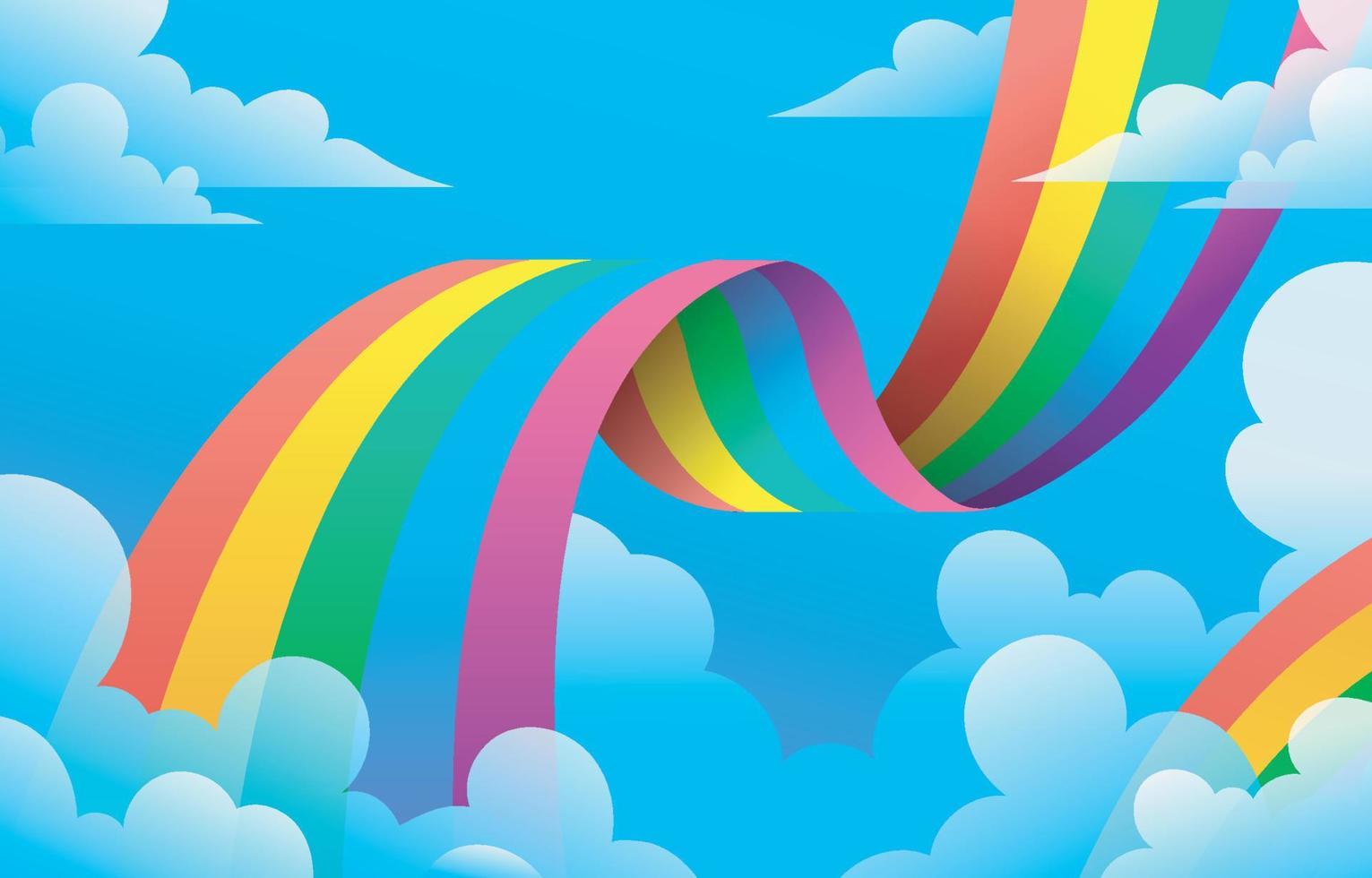 fondo de arco iris de colores en las nubes vector