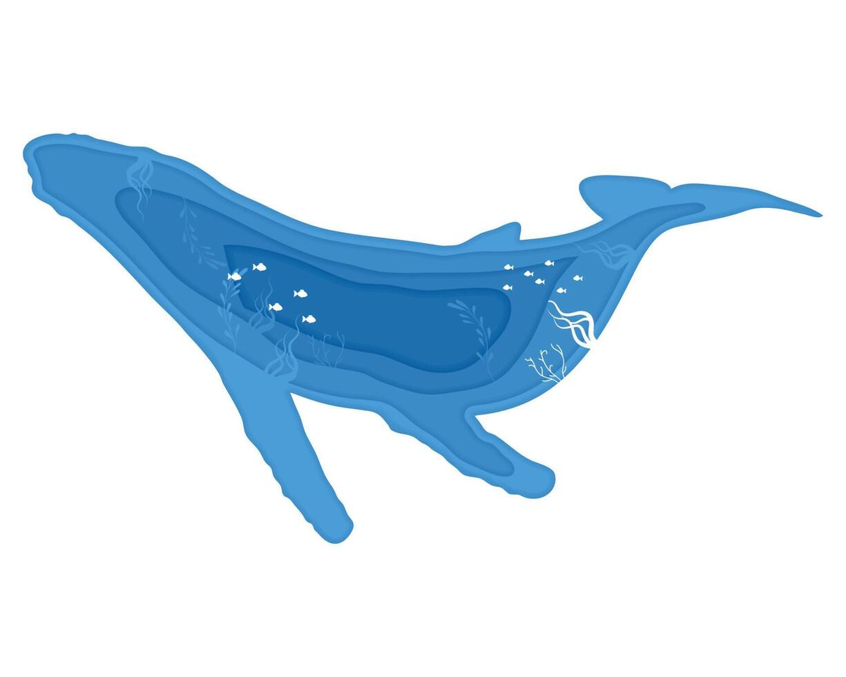 whale paper art vector