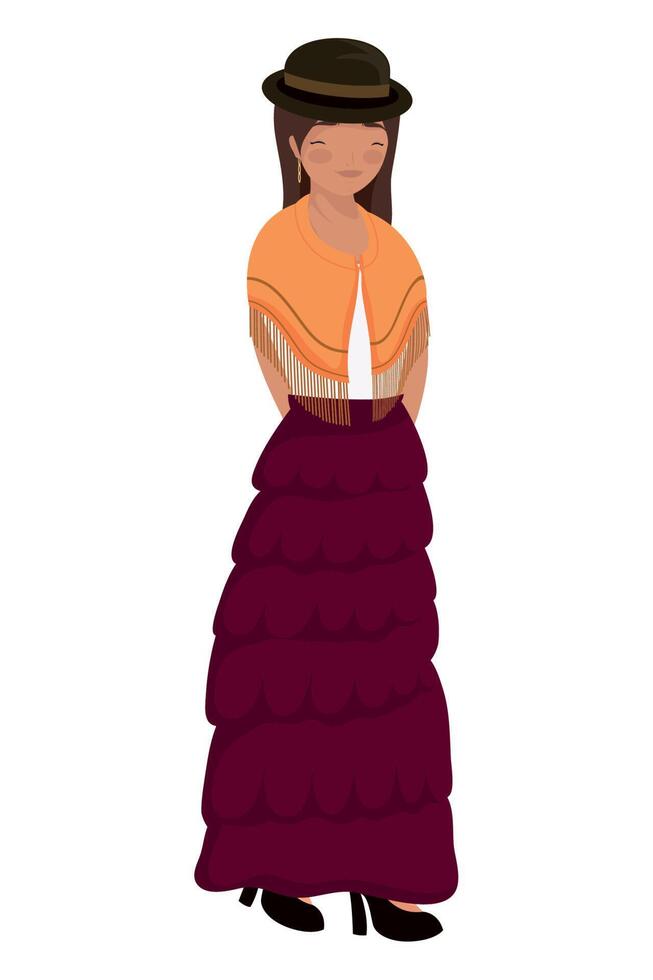 young bolivian woman vector