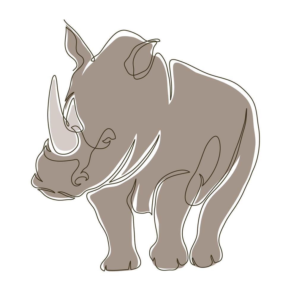 wild rhino color drawn vector