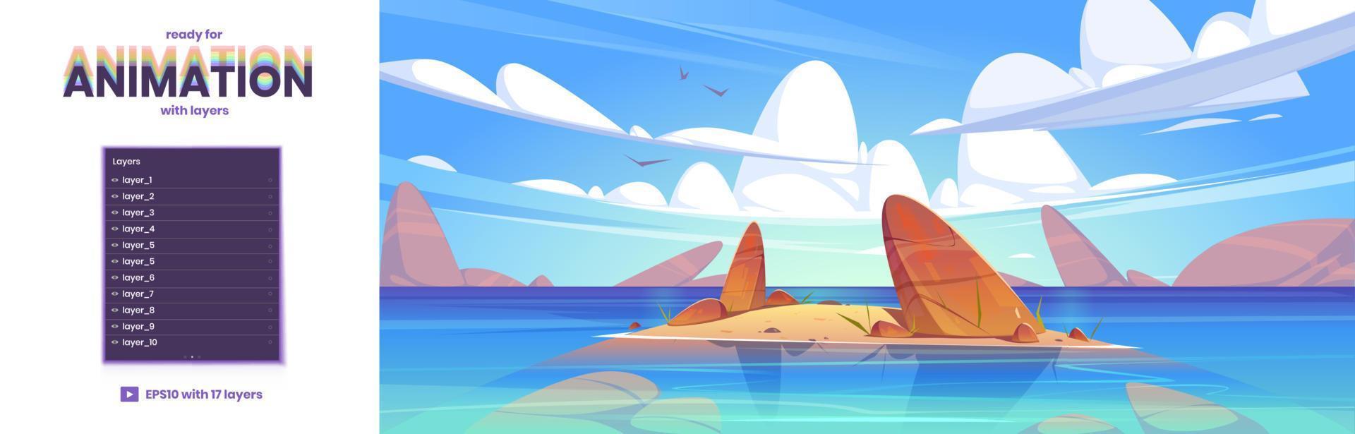 paisaje de naturaleza oceánica o marina, fondo de paralaje vector