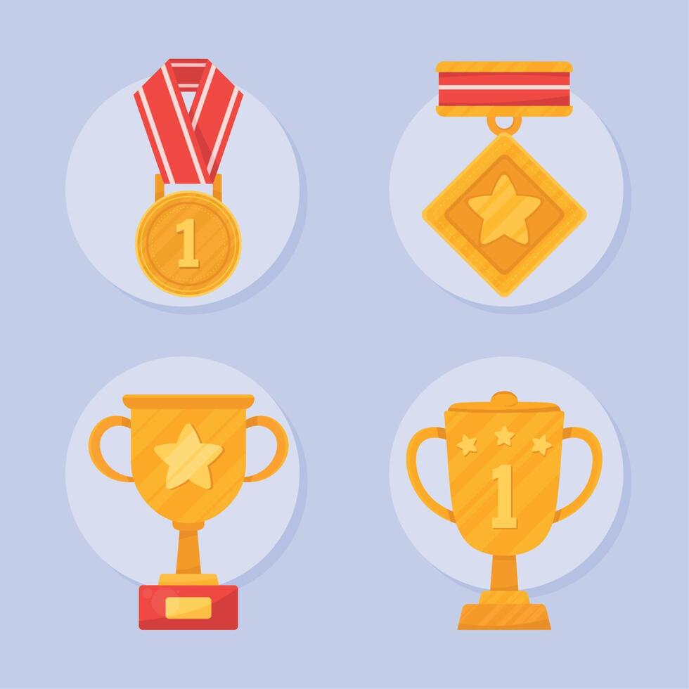 four prize awards icons vector