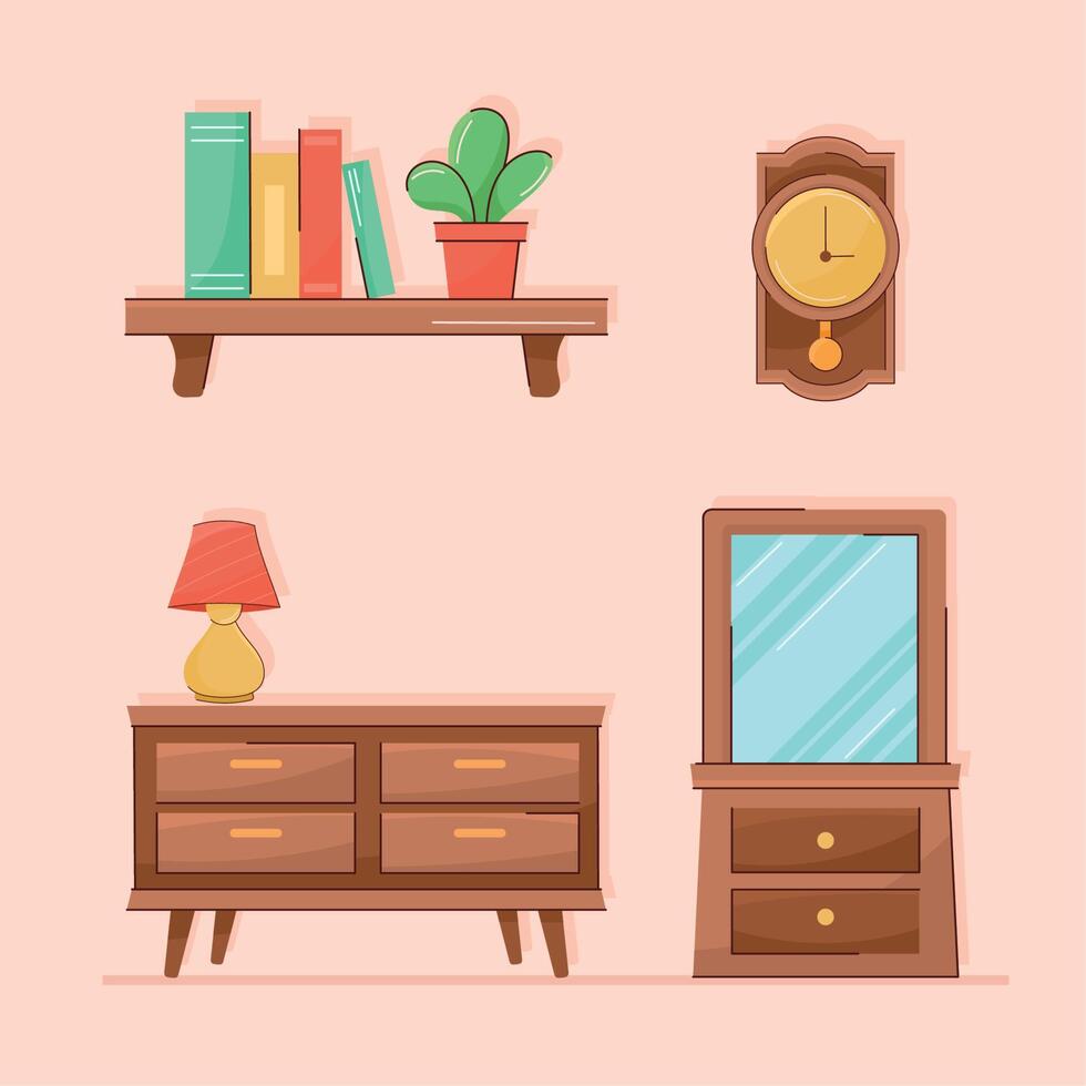 four house things icons vector