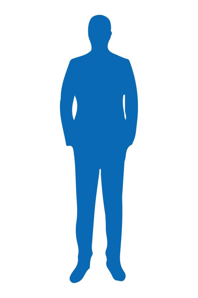 elegante, hombre de negocios, posición, silueta vector