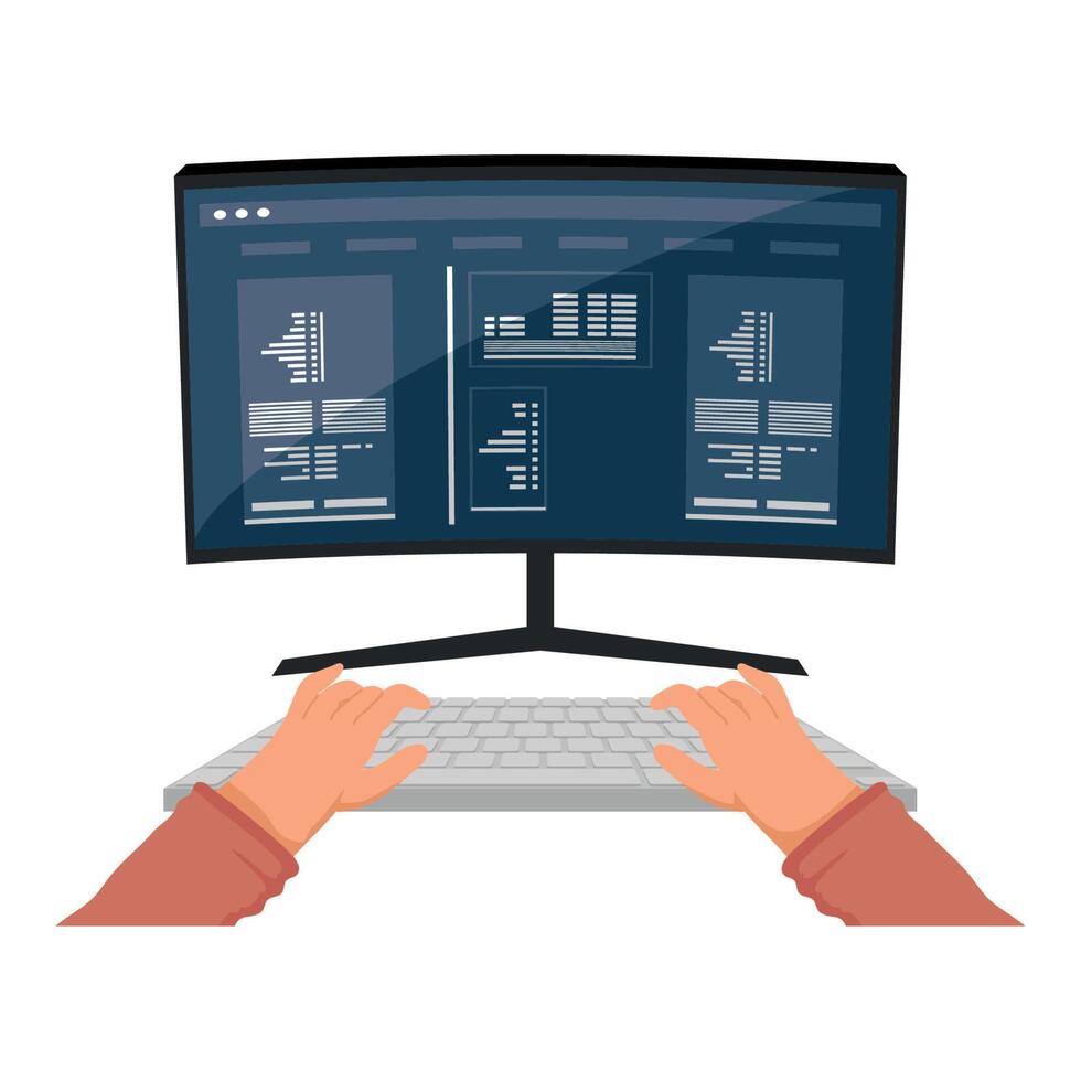 hands developer with desktop vector