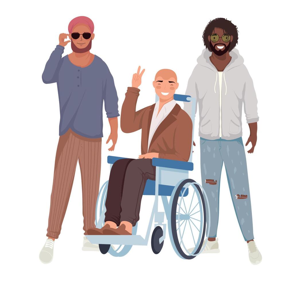 three diversity male characters vector