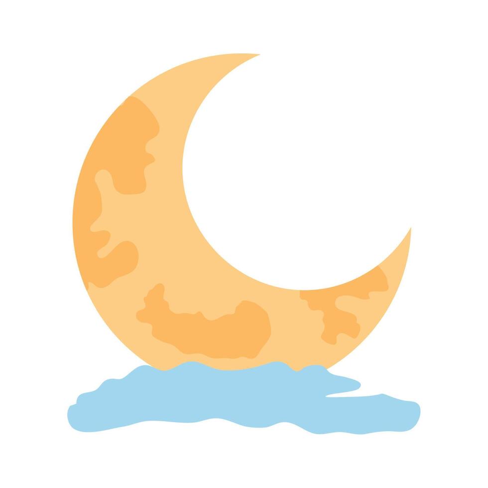 crescent moon with clouds vector