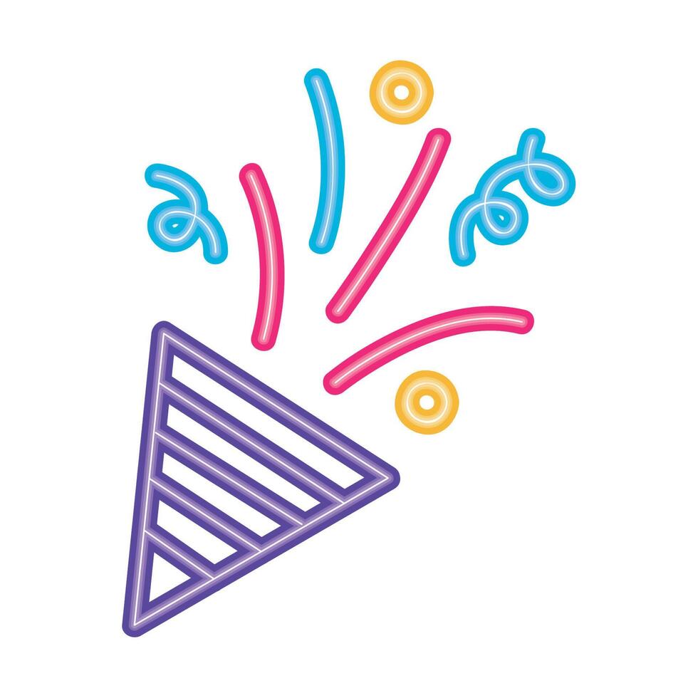 party cornet neon light vector