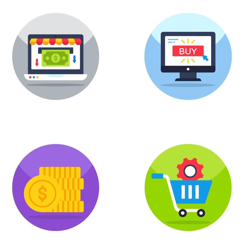 Pack of Purchase Flat Icons vector